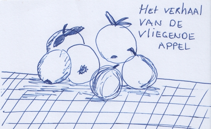 De appel die het nest verlaat..(balpen op printpapier)