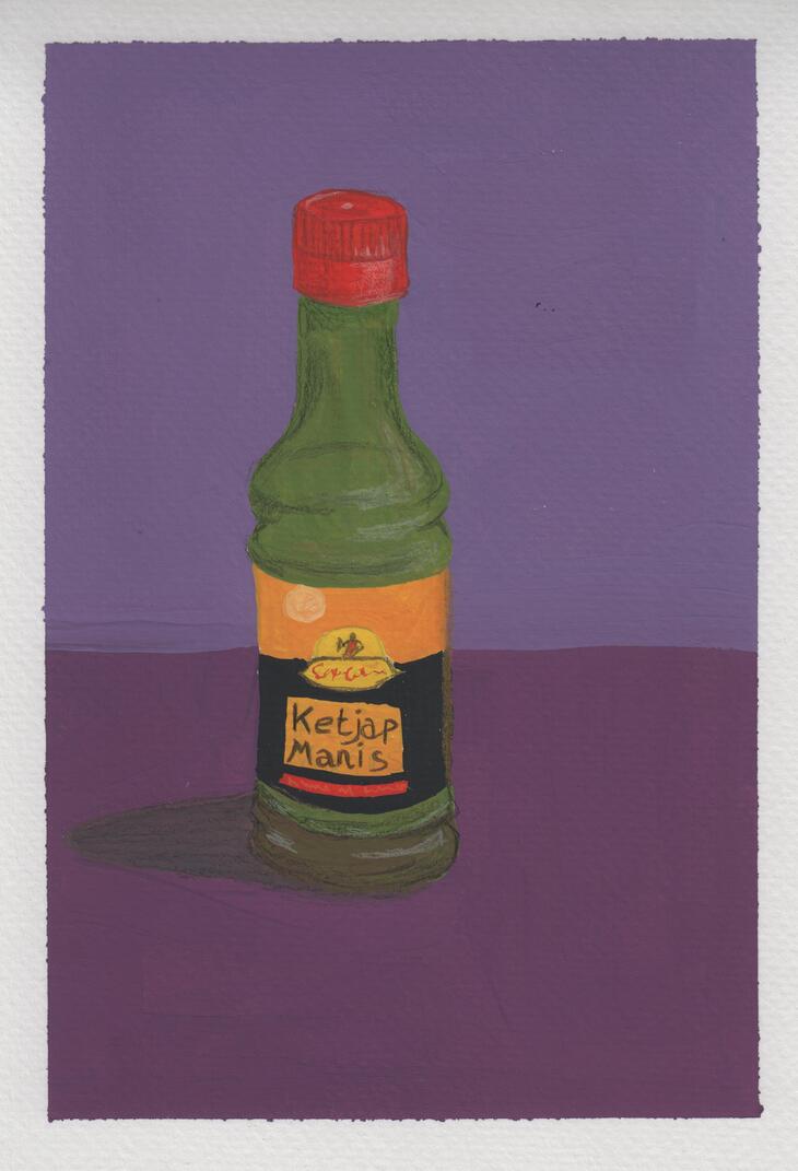 Ketjap (gouache en kleurpotlood in schetsboekje)