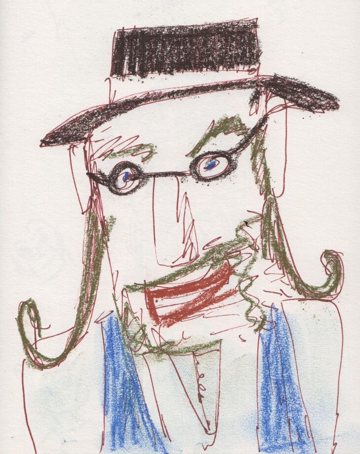 Portret 3 (stift en krijt op papier)